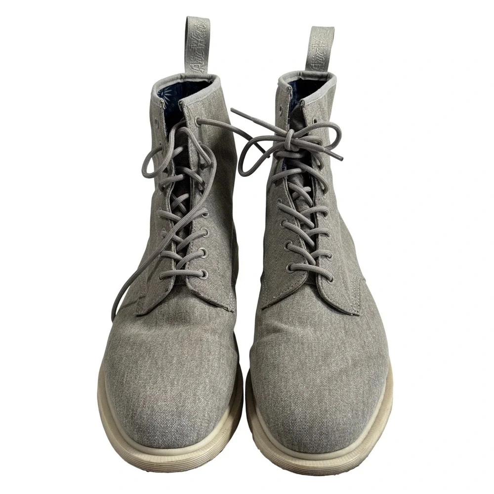 Dr. Martens Whiton Grey Canvas 8-Eye Boots Men's 14 UK 13 EU 48 AW004 GV 12 R